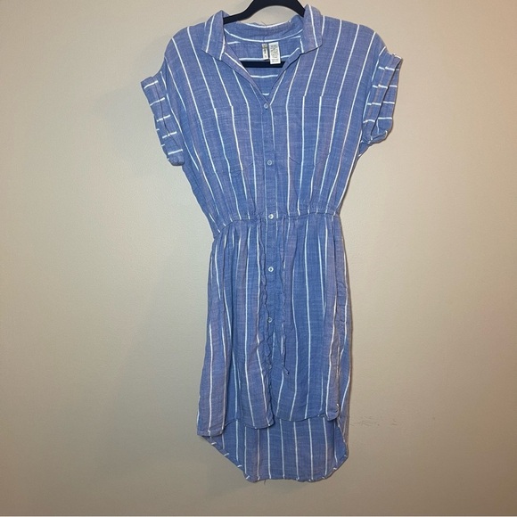 Japna Dresses & Skirts - Japna Striped High Low Dress in Blue and White
